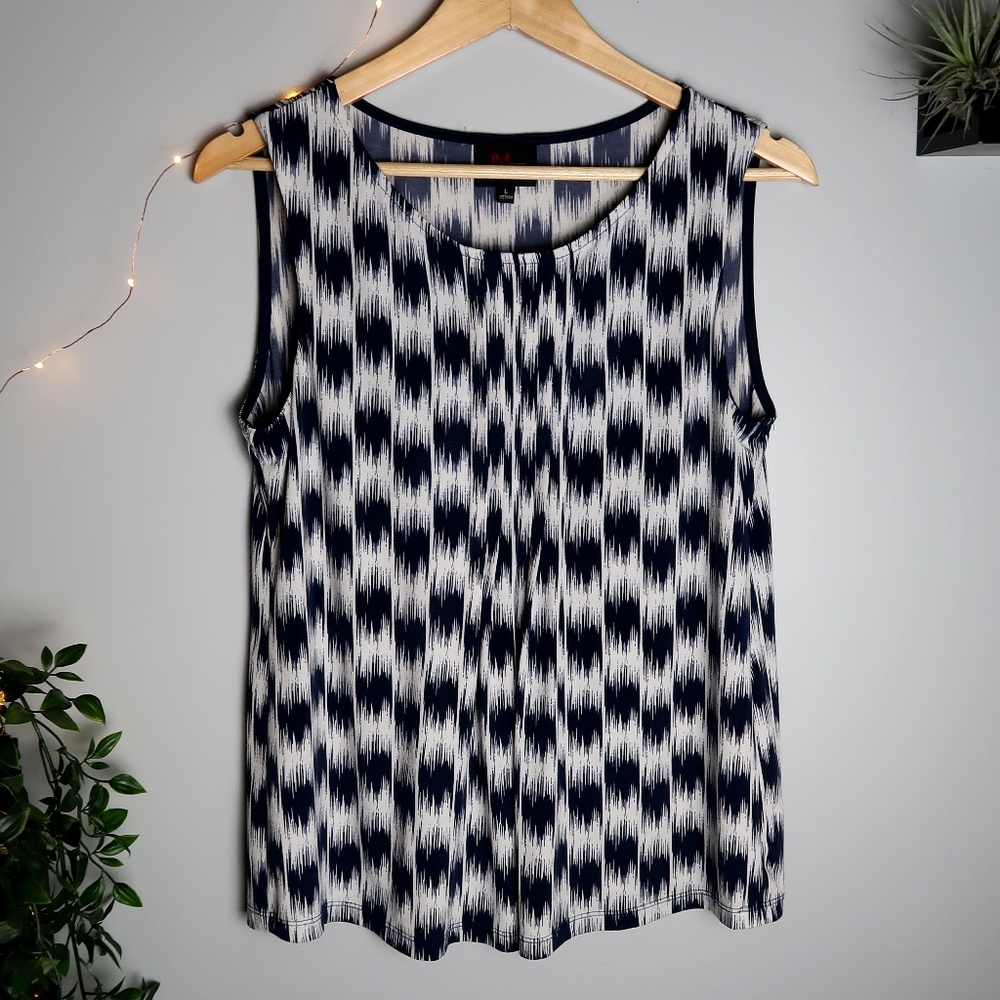 Soft Checkered White & Blue Tank Blouse